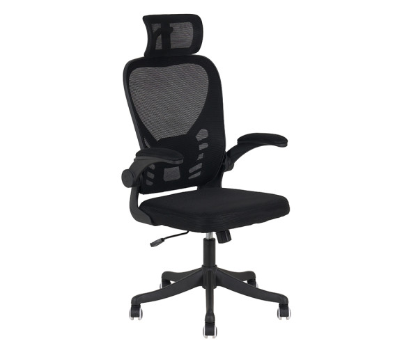 A6225 ΜΑΥΡO MESH ΠΟΛΥΘΡΟΝΑ ΓΡΑΦΕΙΟΥ 64X61X49-124/58-132εκ.